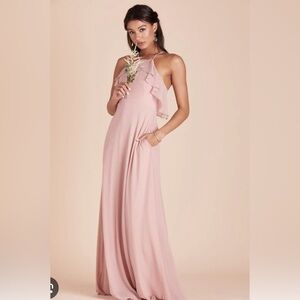 Birdy Grey Jules Dress Chiffon Rose Quartz Bridesmaid Formal Maxi